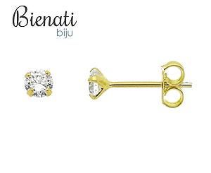 Cód. BP2514 - Brinco solitário folheado a ouro c/ zircônia pequena