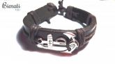 PU047 - Pulseira de Couro Marrom Âncora