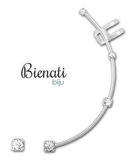 BEC005 P - Brinco EAR CUFF folheado a prata c/ pedras de strass