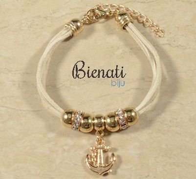 Cód. PU041 - Pulseira dourada com detalhe em âncora