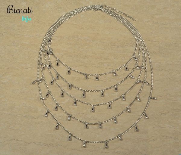 Cód. C061 P - Maxi colar prata para com detalhe