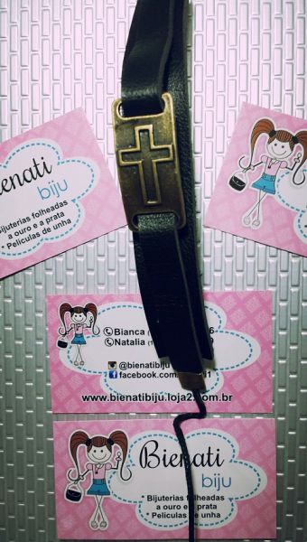 Cód. PU039 - Pulseria unissex em couro e detalhe
