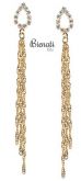 Cód. BG020 - Brinco folheado a ouro com pedras de strass e correntes