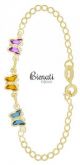 Cód. PI005 - Pulseira infantil folheada a ouro c/ borboletinhas coloridas