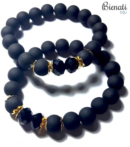 Cód. PU068 - Pulseira Bolinhas Grandes - Preta