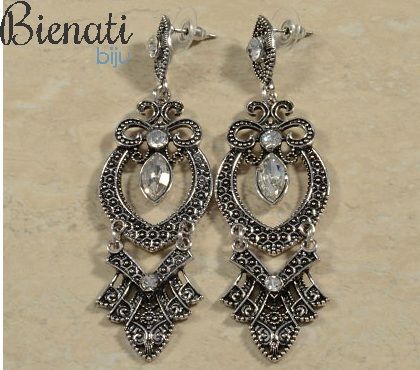 Cód. BG037 P - Maxi brinco prata com pedra transparente