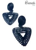 BG077 PT - Maxi Brinco Triângulo Invertido com Strass preto