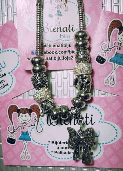 Cód. PU034 - Pulseira inspiração pandora com detalhe e pedra transparente