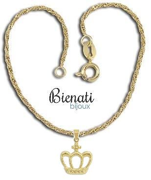 Cód. PP011 - Pulseira grossa folheada a ouro com pingente de coroa