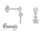 Cód. BI010 P - Brinco infantil folheado a prata c/ pedra de strass, estrela de chapa e tarraxa Baby