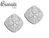 Cód. BS2416 P - Brinco folheado a prata em forma de losango c/ pedrinhas de strass