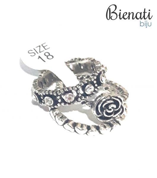 AN034P - Pandora 3 anéis (1 florzinha, 1 corações, 1 vários strass)