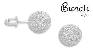 Cód. BS2400 P - Brinco de bolinha craquelada 10mm folheado a prata