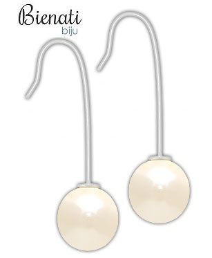 Cód. BG021 P - Brinco de gancho folheado a prata c/ pérola de 14 mm