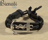 Cód. PU040 P - Pulseira de courino com detalhe em âncora