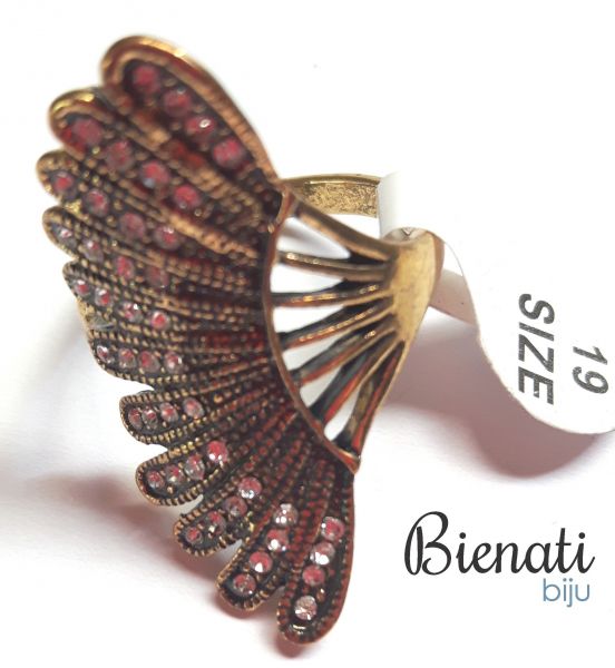 Cód. AN019 - Anel dourado de asa com strass