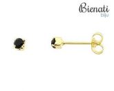 Cód. BS2553 Brinco infantil (ou 2º furo) folheado a ouro c/ strass de 3 mm (chatão quadrado)