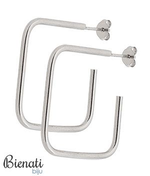Cód. BX0121 A - Brinco de argola quadrado, feito de fio liso de aço inox maciço