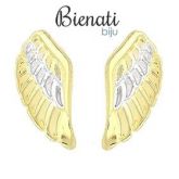 Cód. BS2548 - Brinco folheado a ouro em forma de asinhas c/ aplique de prata