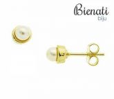 Cód. BP074 - Brinco solitário folheado a ouro c/ pérola sintética de 4 mm