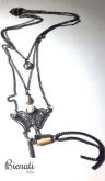 CO082 - Maxi Colar Preto 3x1 - Strass, pedra e pérola