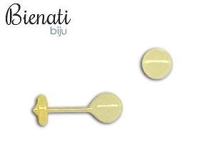 Cód. BP0255 - Brinco de bolinha 5mm infantil (ou 2º furo) folheado a ouro c/ tarraxa Baby