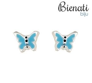 BS2600 P - Brinco folheado a prata em forma de uma borboleta