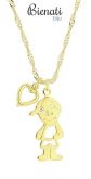 G1298 - Gargantilha e pingentes folheados a ouro. Pingente em forma de menininho e coração