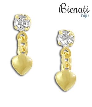 BO2396 - Brinco infantil folheado a ouro, contendo pedra de strass e tarraxa Baby