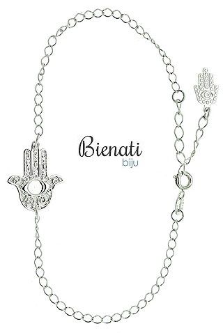 Cód. PU029 P - Pulseira folheada a prata com adereço MÃO DE FÁTIMA