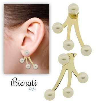 Cód. BM037 - Brinco folheado a ouro com 4 pérolas