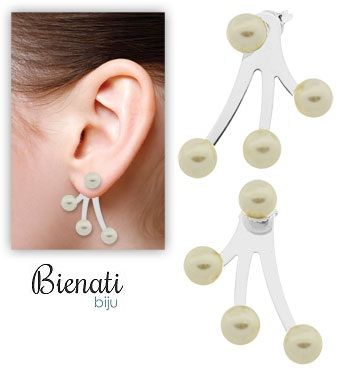 Cód. BM037 P - Brinco folheado a prata com 4 pérolas