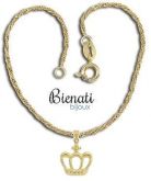 Cód. PP011 - Pulseira grossa folheada a ouro com pingente de coroa