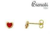 BS0419 - Brinco folheado a ouro em forma de coração c/ pedra de strass no interior