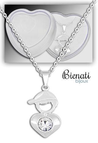 Cód. C017 P - Gargantilha com pingente de menininho e strass
