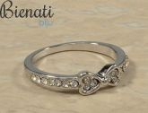 AN017 P - Anel prata com strass e detalhe de laço