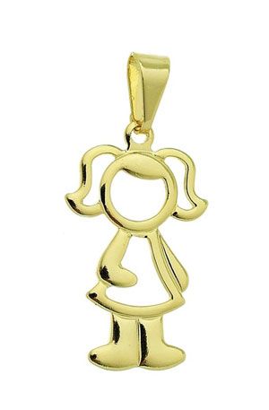 Cód. PS0469 - Pingente de menina folheado a ouro c/ detalhes vazados