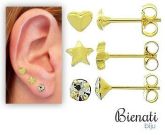 Cód. BS2481 - Conjunto c/ três pares de brinco folheados a ouro: pedrinha, estrela e coração