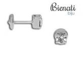 Cód. BP051 P - Brinco de strass solitário folheado a prata 4mm