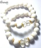 Cód. PU066 - Pulseira Bolinhas Grandes - Bege