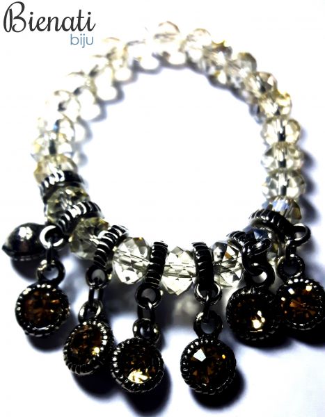 Cód. PU077 - Pulseira Bolinhas Transparente com Detalhes em Strass