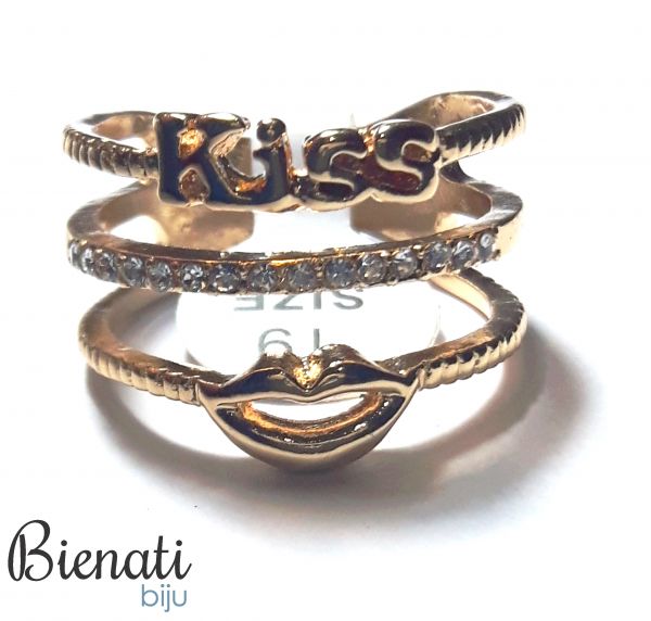 Cód. AN040 - Anel 3x1 Kiss Dourado