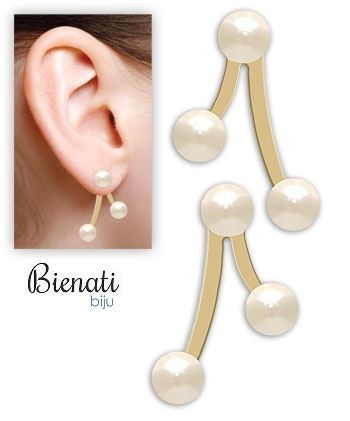 Cód. BS2462 - Brinco folheado a ouro com pérolas sintéticas