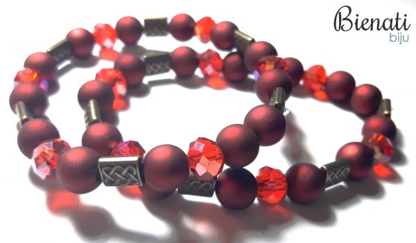 Cód. PU069 - Pulseira Bolinhas Pequenas - Vinho