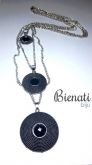 CO085P - Maxi Colar Prata 3x1 - Bolinha com Strass Preto