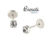 Cód. BI001 P - Brinco Baby com pedra folheado a prata 3mm