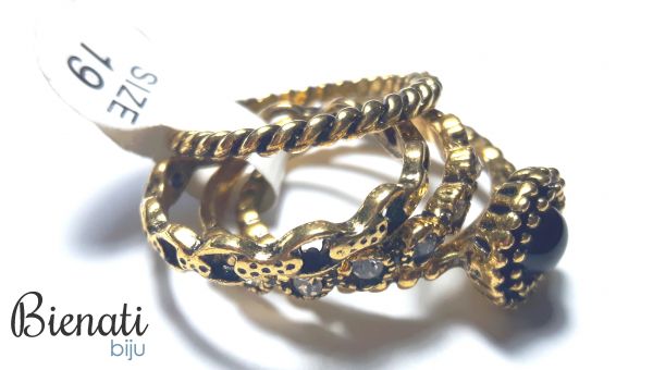 Cód. AN038 - Kit 4 anéis Inspiração Pandora Dourado